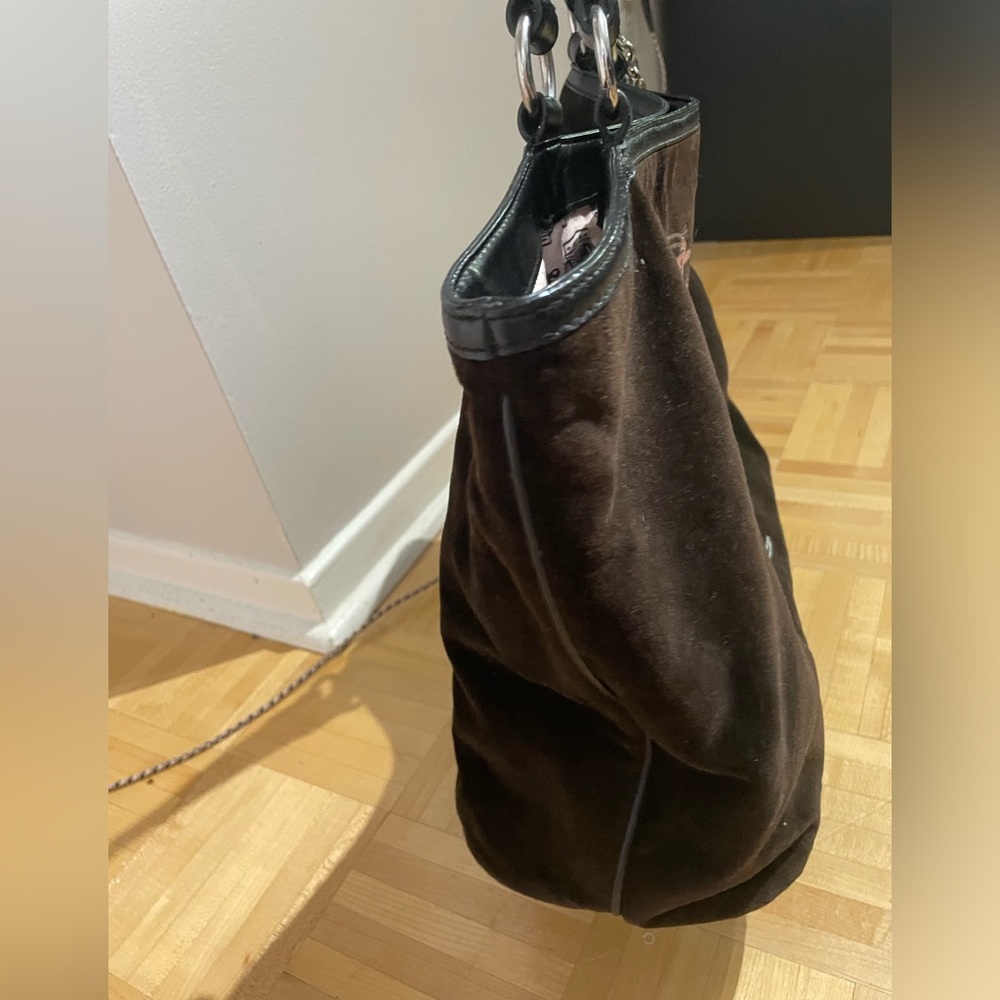 Juicy Couture Dark Brown Velour Tote Bag Y2K Vintage - Picture 15 of 16